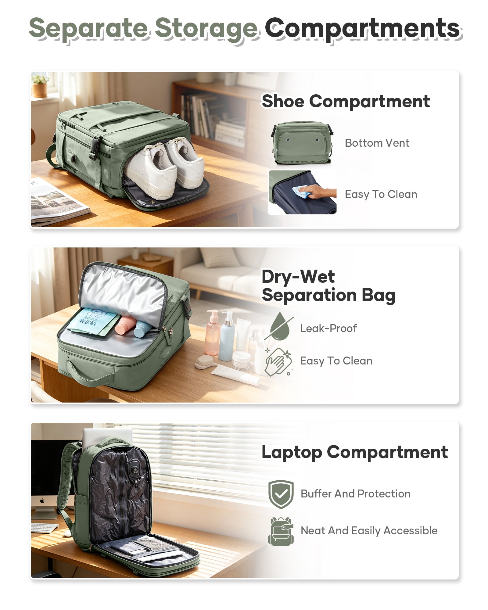 SYCNB Vacuum Travel Backpack for men women, Large Capacity Airline Approved Carry-On Backpack Features USB Charging Port, Waterproof Rucksack Fits 17 Inch Laptop, for Traveling Business, Light Blue