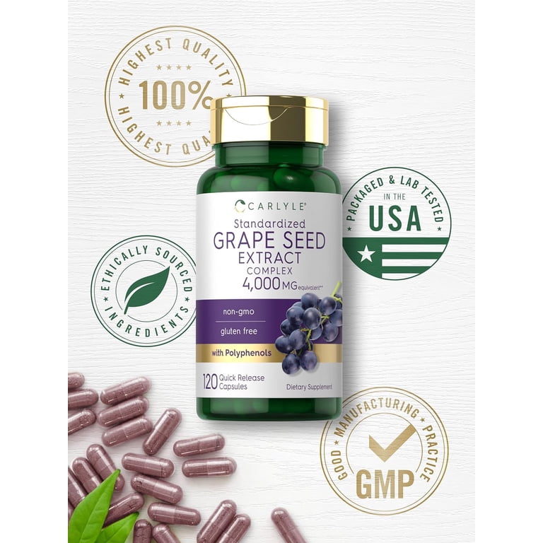 Carlyle Grape Seed Extract Supplement | 4,000mg | 120 Quick