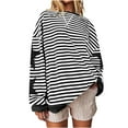 thumbnail image 5 of Lenpel Women's Striped Sweatshirts Oversized Long Sleeve Crew Neck Graphic Pullover Tops Fashion Fall Outfits, 5 of 7