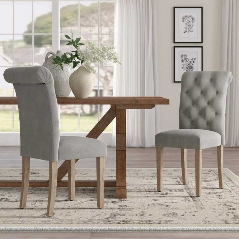 Milanhome Jocelyn Roll Top Tufted Upholstered Side Chair Set of 2