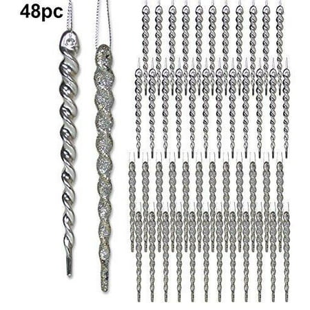 Silver Icicle Ornaments Shatterproof Icicle Ornaments 48
