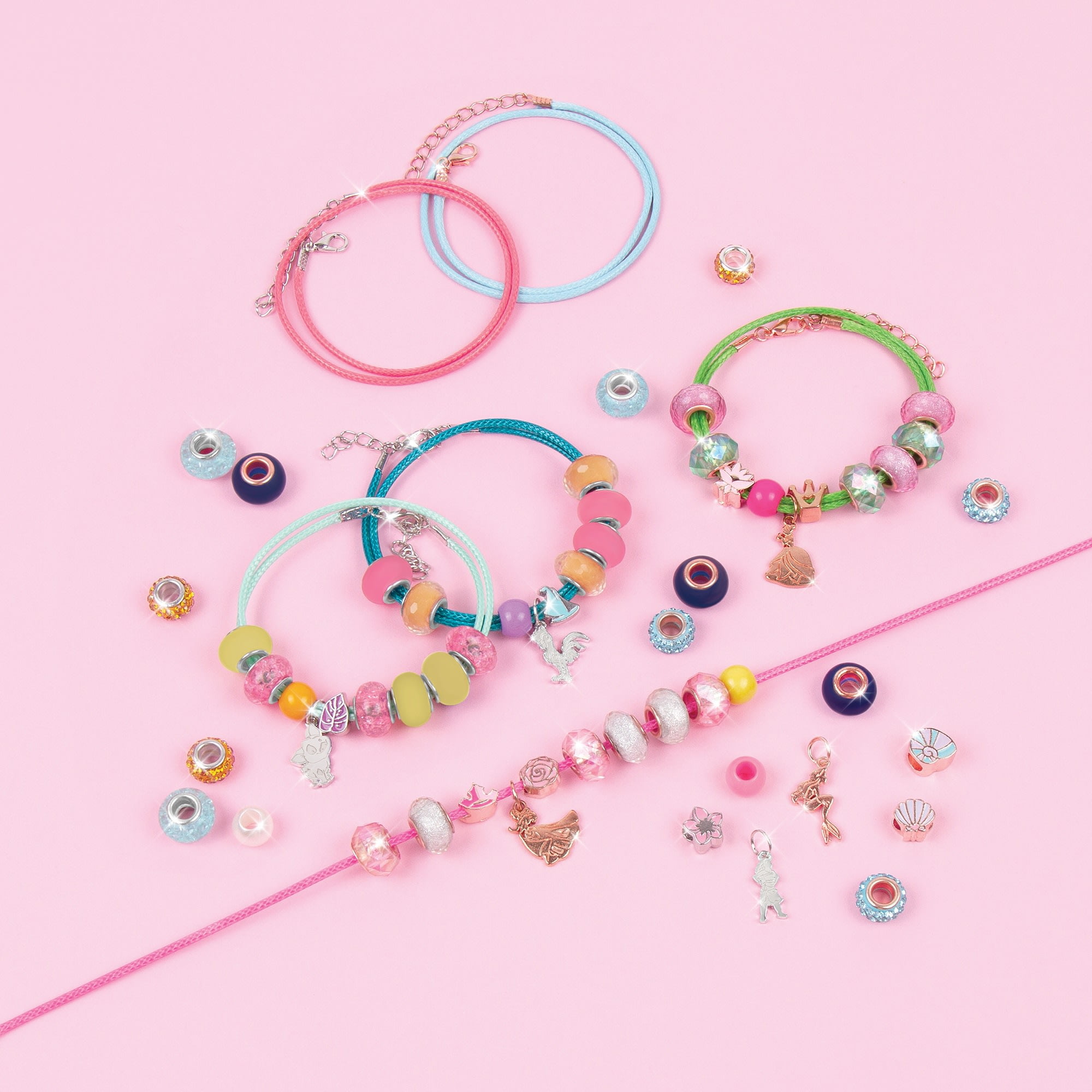 Disney Princess 2-in-1 Deluxe Royal DIY Jewels & Gems Kit- Create 6 Princess Charm Bracelets, 67 Piece,  Ages 8+
