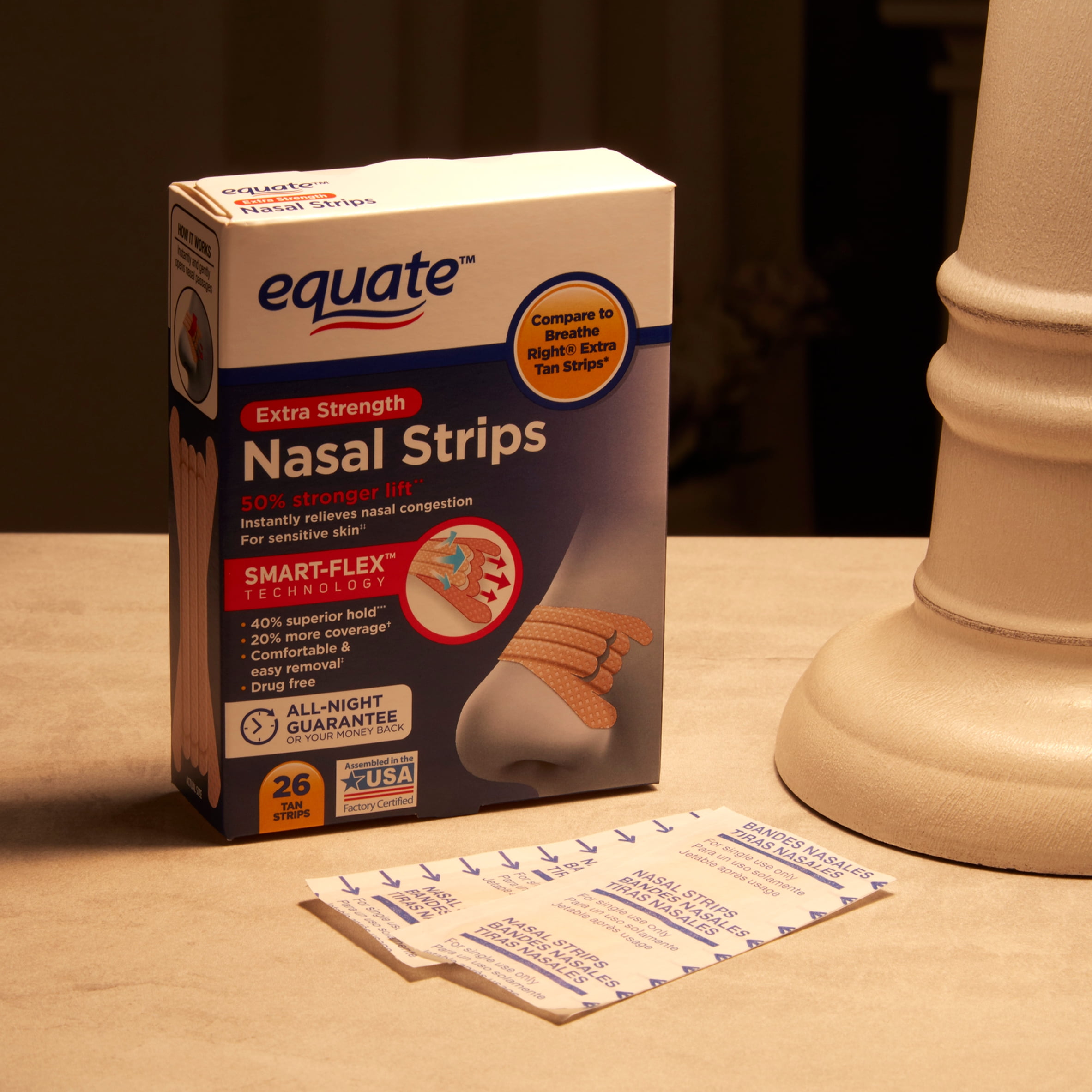 Equate Extra Strength Tan Nasal Strips, 26 Count