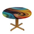 thumbnail image 3 of BCIIG Colorful Lines Vibrant Swirls Round Table Cover Stain Resistant Washable - Perfect for Indoor Outdoor Tablecloth Kitchen Dining Wedding Parties - 100% Polyester Fiber 42"-46, 3 of 8