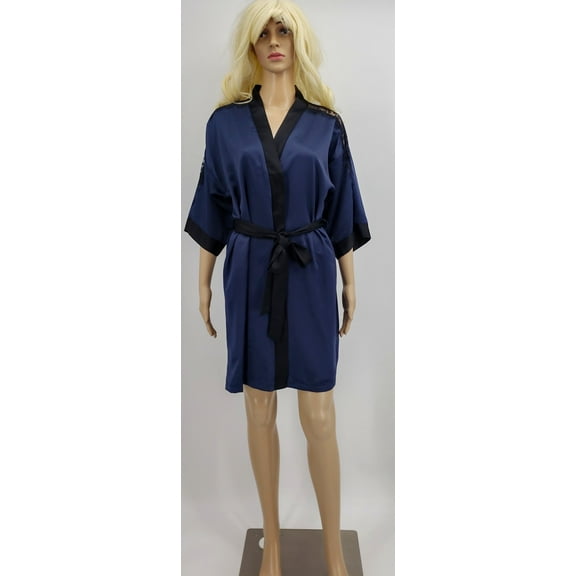 Linea Donatella Womens Corinne Satin Floral-Print Wrap Robe