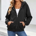 thumbnail image 5 of Women's Lightweight Hoodies Full Zip Up Oversized Sweatshirts with Pockets Long Sleeve Thin Casual Hooded Jackets Solid Drawstring Sweatshirt, 5 of 9