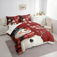 thumbnail image 3 of Feelyou Kawaii Cartoon Snowman Bedding Comforter Set 7 Pieces, Winter Snowflake Print Full Bedding Set, Merry Christmas Reversible Fitted Sheet Flat Sheet, Super Cozy Room Decor, 3 of 7