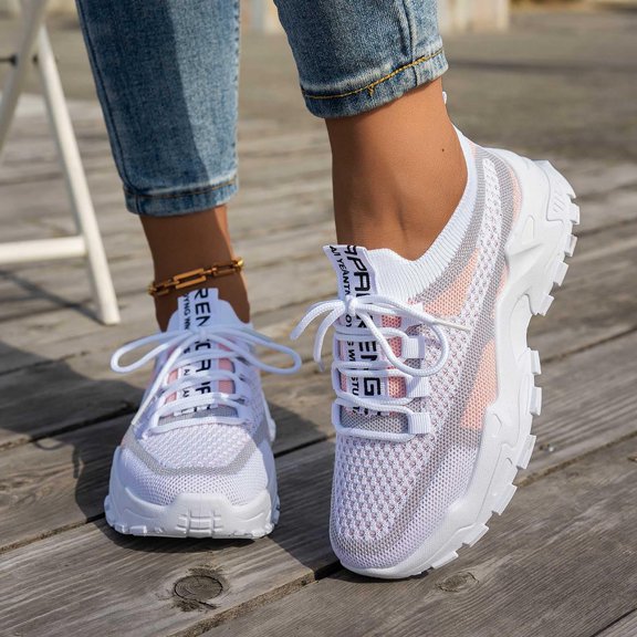 Domuza orthopedic shoes for women Fashionable Thick-Soled Sports Shoes - Breathable mesh Upper, Lightweight and Slip-Resistant, Comfortable and Stylish Walking Shoes Pink 9(EU-42)
