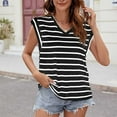 thumbnail image 2 of Yuzhih Cap Sleeve Tshirts for Women Fashion Summer Striped V Neck Tank Tops Baggy Comfy Tunic Tops 2024, 2 of 6