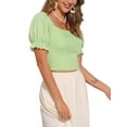 thumbnail image 4 of TOP CORTO SMOCKED INSPIRADOR PARA MUJERES CON MANGAS BOLLO EN CUADROS GINGHAM XL VERDE, 4 of 6