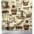 thumbnail image 1 of Soimoi Rayon Fabric Burger,Cupcake & Cups Printed Craft Fabric by the Yard 42 Inch Wide, 1 of 1