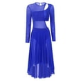 thumbnail image 4 of YONGHS Lyrical Dance Costume for Women Sheer Mesh Cutout Modern Contemporary Dance Long Dress Royal Blue XXL, 4 of 7