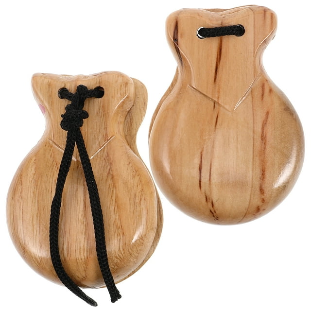 Shisuyan 2pcs Traditional Castanet Wood Spanish Castanets Flamenco Dance Castanets With String Hand Clapper Orff Music Instrument Percussion Wood Instruments