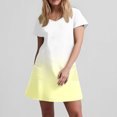 thumbnail image 6 of GaThRRgYP 2025 Summer Essential Short Sleeve Crew Neck Dress-Lightweight Daywear,Women's Fashion Summer Gradient Short-sleeved V-neck Casual Dress Yellow XXL, 6 of 8