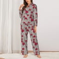 thumbnail image 2 of Daiia Rose Flowers for Women's Long-Sleeved Pajama Set – Soft & Comfortable Sleepwear Button-Up Pajamas Cozy Lounge Wear-Small, 2 of 7