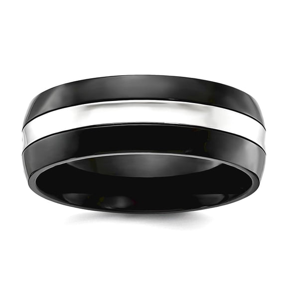 Cobalt Polished Black Ip Plated 8mm Band Size 10 Ring for Women and Men - 8.0 Grams