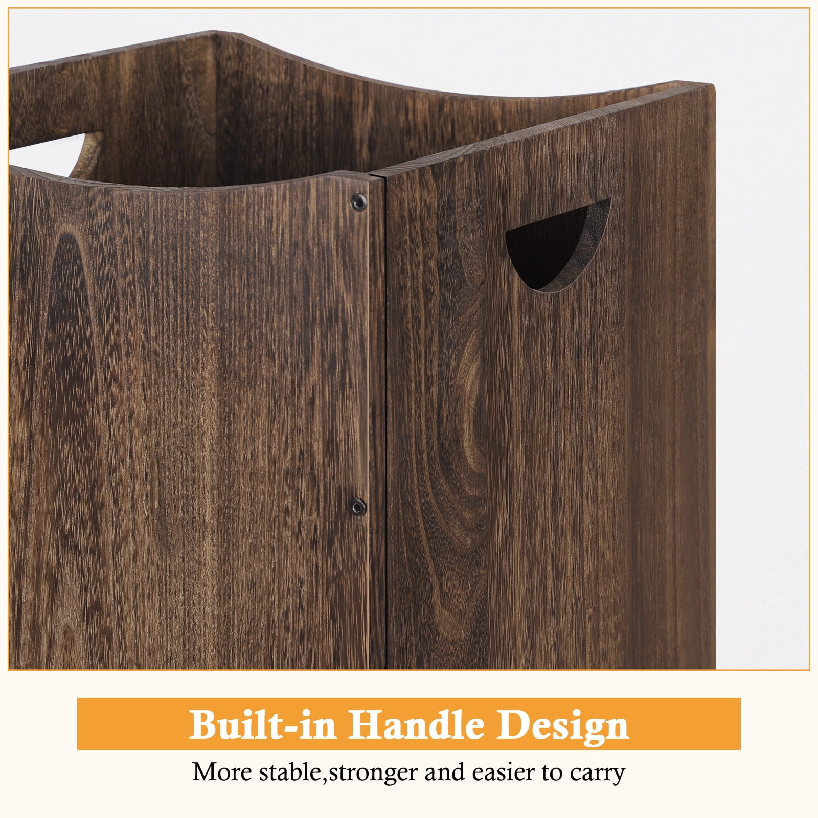 Wooden Trash Can 9.5 Gallon Waste Basket Cans Country Farmhouse Large Kitchen Trash Can for Bedroom Living Room Bathroom Office Rustic Brown