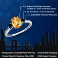 thumbnail image 2 of Gem Stone King 10K White Gold Yellow Citrine and Black Diamond 3-Stone Ring for Women | 1.45 Cttw | Oval Checkerboard 8X6MM | Gemstone November Birthstone | Size 8, 2 of 6
