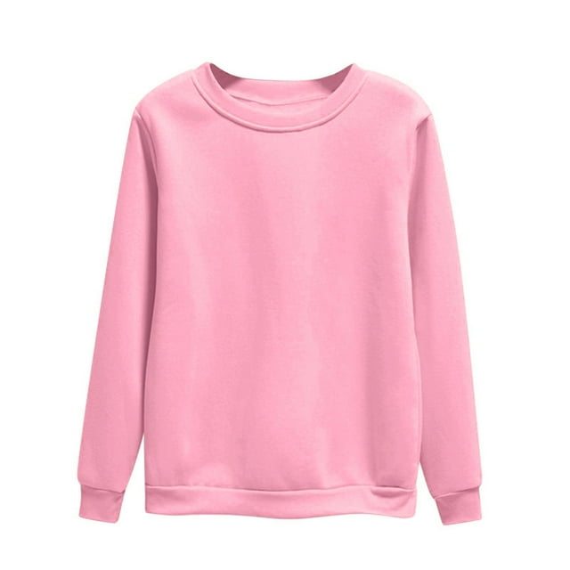 cfhntfmh Chandails Molletonnés Grande Taille pour Femmes Décontractés en Molleton à Manches Longues Chandails à Enfiler Hauts Confortables Col Ras du Cou Couleur Unie Chandails Amples