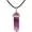 Purple Fluorite, variant on Natural Dark Amethyst Gemstone Hexagonal Pointed Reiki Chakra Pendant Genuine Leather Necklace 18 Inch