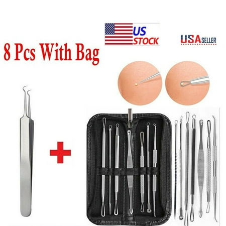8 Pcs Pimple Blackhead Acne Remover Kit Comedone Zit Extractor Stainless Steel Skin Care