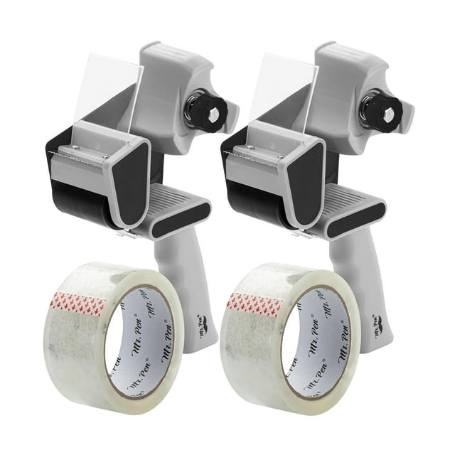 czcpp-- Ruban d'Emballage Distributeur Pistolet 2 Pouces, 2 Pack avec 2 Rouleaux de Ruban, Noir, Ruban d'Emballage Robuste avec Distributeur, Ruban d'Emballage, Ruban Transparent, Pistolet pour Boîtes, Ruban de Déménagement