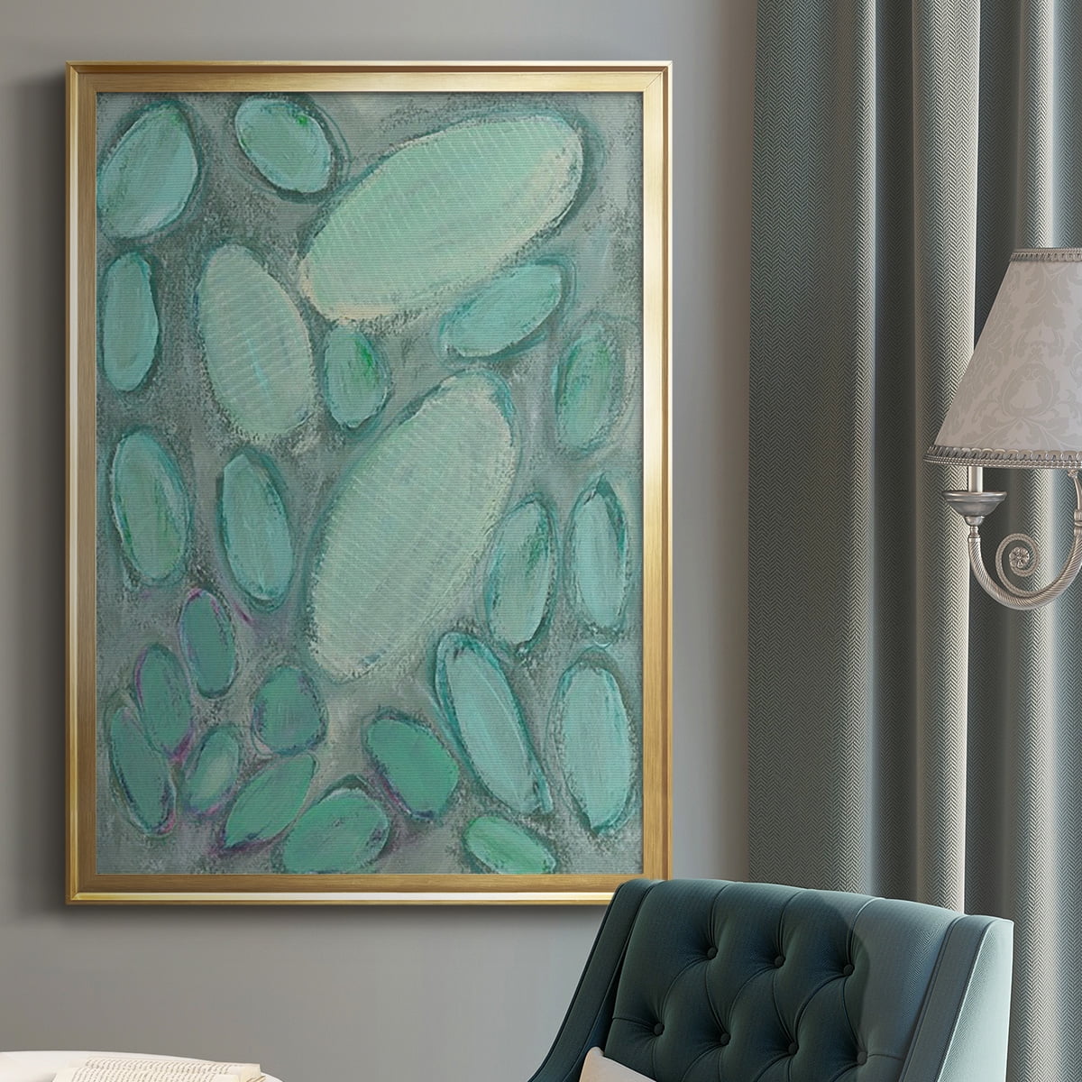 Blue Orbs II Premium Framed Print, in Gold, Black, or Silver - Ready to Hang