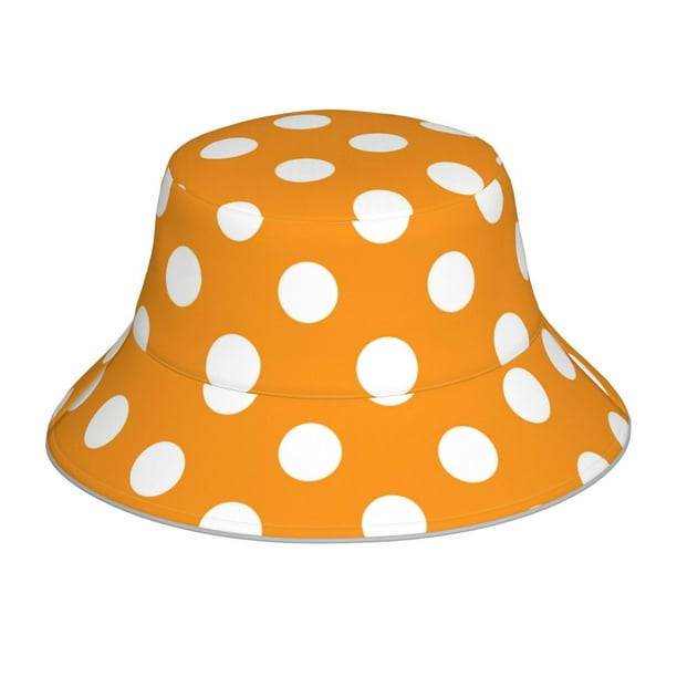 Balery Orange And White Polka Dot Sombreros para el sol para hombre y mujer, sombrero de pescador con UPF 50+