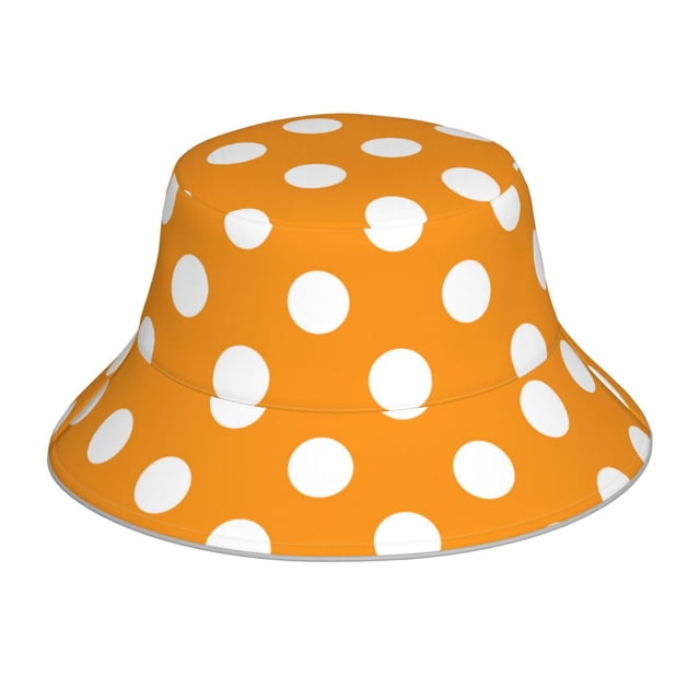 Balery Orange And White Polka Dot Sombreros para el sol para hombre y mujer, sombrero de pescador con UPF 50+