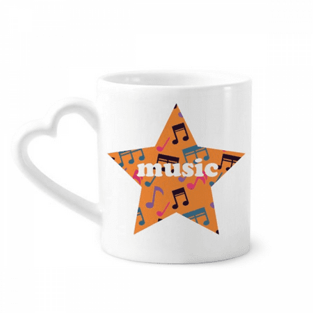 

Colourful Music Notes Orange Mug Coffee Cup Pottery Cerac Heart Handle 12oz