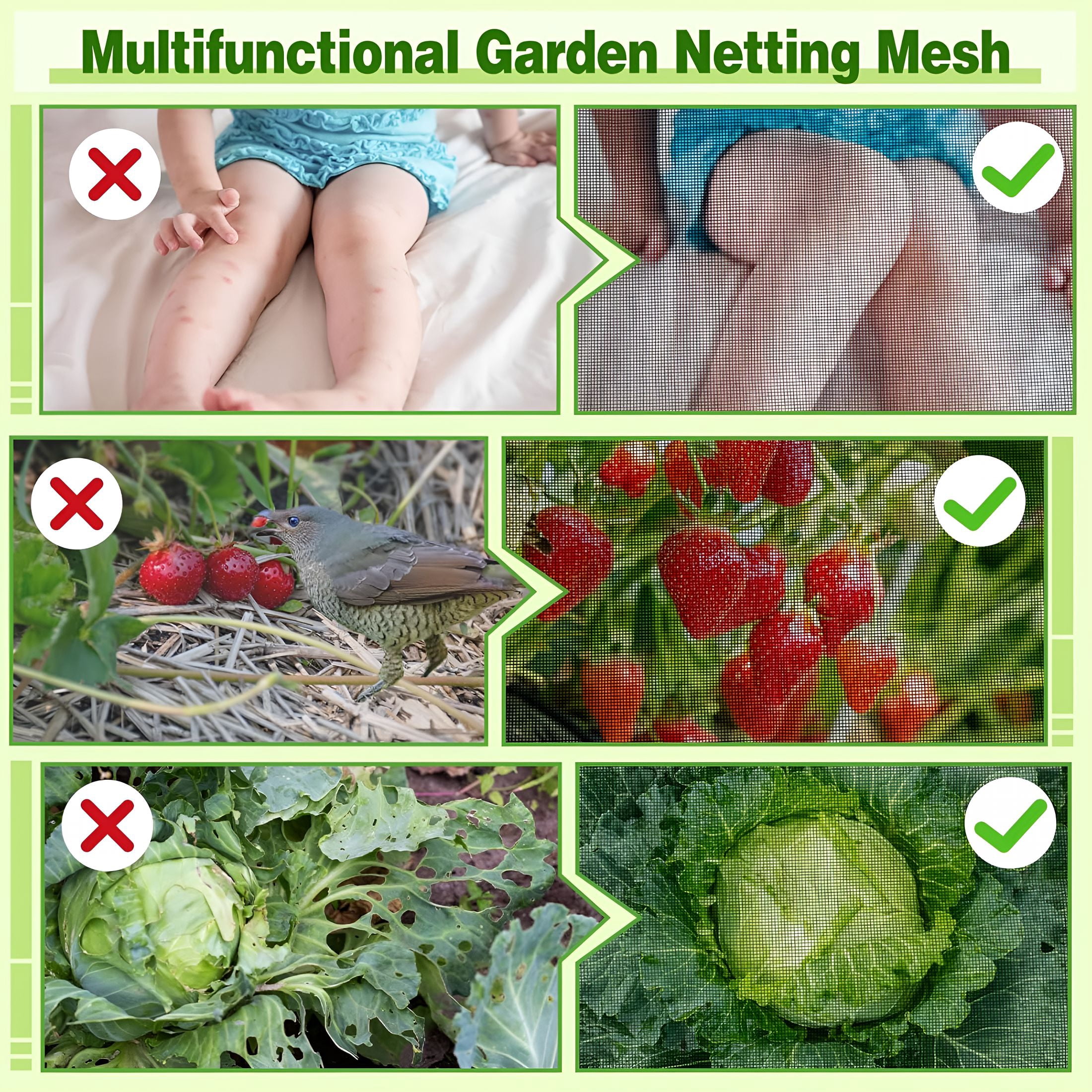 MISSMILE Stronger Garden Mesh Netting-10 X 33 Ft Pp Nanocomposite Bird Net Barrier,Mosquito Netting Screen for Outdoor Plants Vegetables Patios Balconies Terraces,Shading Rate 33% (Black)