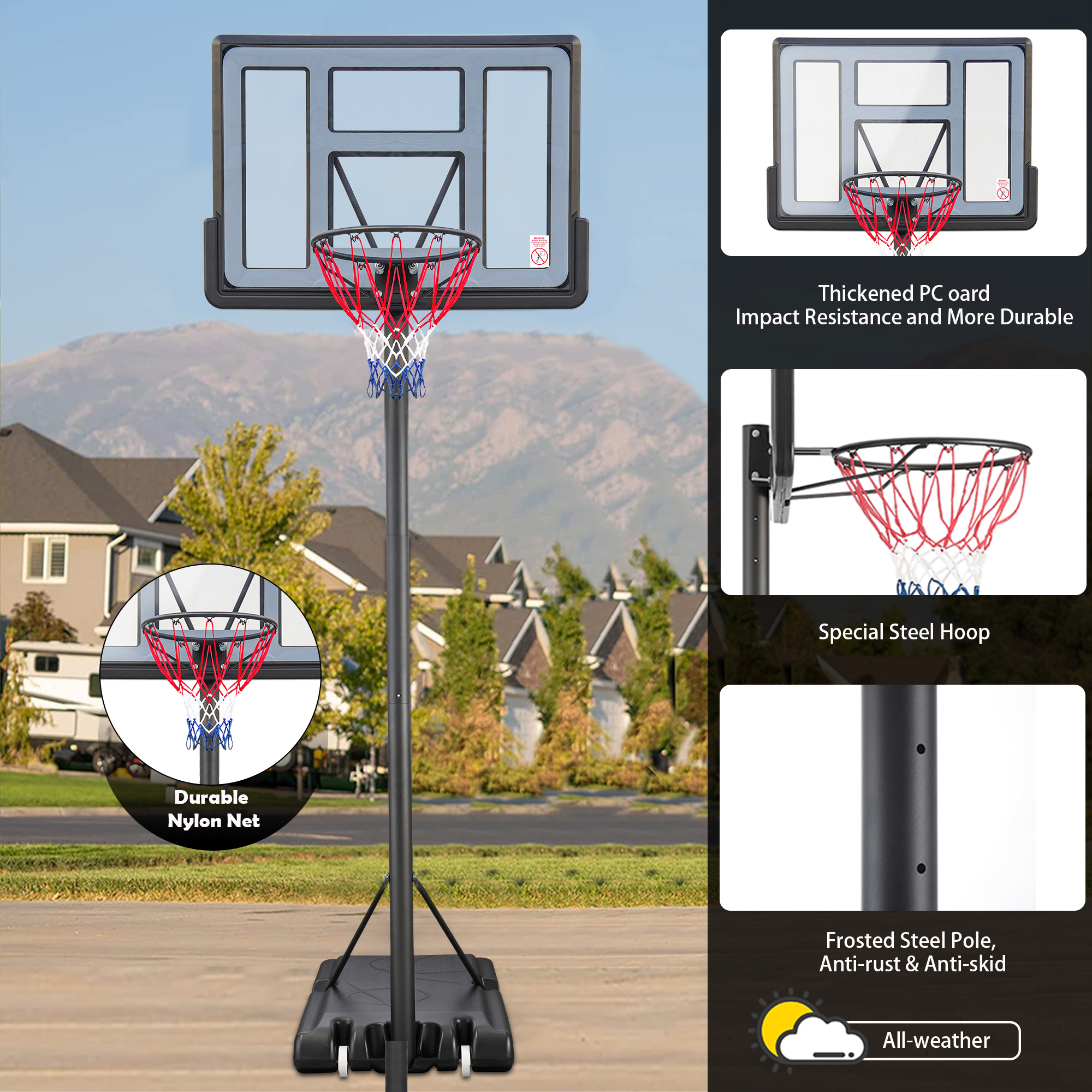 Portable Basketball Hoop Outdoor Indoor Basketball Goal System Heig 練習用具、備品 