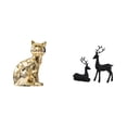 thumbnail image 1 of Estatua decorativa de ciervo con gato, figura de animal, escultura artística, adorno para chimenea, mesa, sala de estar, estudio o balcón., 1 of 8