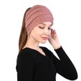 thumbnail image 2 of New Women Autumn Winter Ponytail Beanie Hat Solid Color Lady Stretch Knitted Crochet Beanies Hat Cap For WomenOne Size He Qiyong unisex, 2 of 2