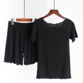 thumbnail image 2 of Annhoo Womens Plus Size Lounge Sets Summer Short Sleeve Crewneck Shirts and Elastic Waist Shorts 2 Piece Ruffle Hem Outfits, 2 of 8