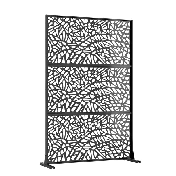 Garvee panel de privacidad exterior con diseño de hoja tropical y corte láser, divisor metálico resistente al clima para patio, deck, balcón o jardín