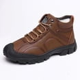thumbnail image 3 of Zapatos de cuero de otoño e invierno, zapatos casuales gruesos con forro polar para hombres, comercio exterior, zapatos de cuero de caña alta para hombres, botas de nieve para deportes al aire libre, 3 of 4