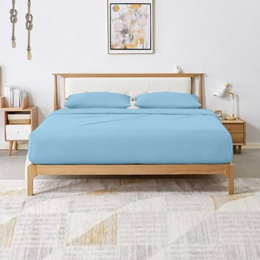 Hotellinen 1500 Thread Count Solid Pattern Egyptian Cotton 4-Piece Super Soft Sheet Set with 15'' Deep Pocket (Twin XL, Light Blue)