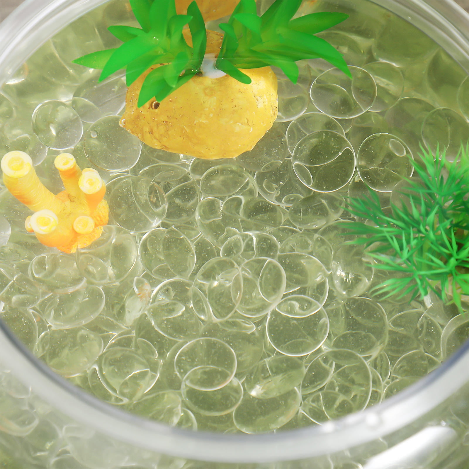 PENIKOKO 500pcs Clear Glass Pebbles, Transparent Decorative Beads for Crafts, Home Decoration, Aquarium, Floral Arrangements and Projects