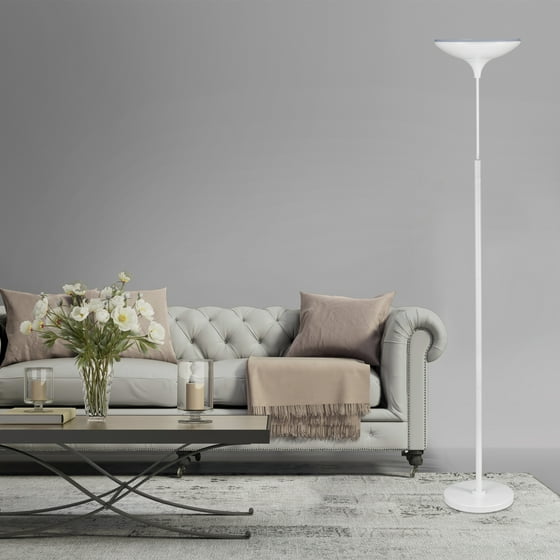 Globe Electric 71 In Matte Black Energy Star Dimmable Led Floor Lamp Torchiere 12784