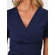 thumbnail image 5 of Blusa Faux Wrap Inspire Chic para mujer, blusa casual de verano con cuello en V y mangas con volantes, talla XL, azul oscuro, 5 of 6