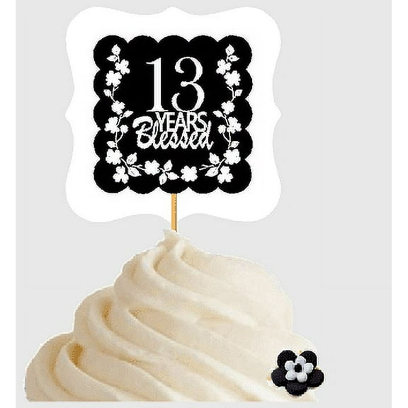 13th Birthday / Anniversary Blessed Cupcake Decoration Toppers Picks -12ct