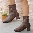 thumbnail image 5 of Oyedens Women's Ankle Boots Fashion Casual Square Toe Block Heels Ankle Booties Mid Calf Dress Boots, 5 of 8