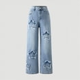 thumbnail image 2 of Hessimy Girls' Jeans Baggy High Waist Pants Wide Leg Pants Teen Clothing Justice Girls Clothing Cargo Pants (Light Blue,11-12 Years), 2 of 7