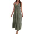 thumbnail image 4 of Plus Size Linen Maxi Dress With Smocked Back Detail Flowy And Elegant Summer Beach Ready Casual Outfit, 4 of 9