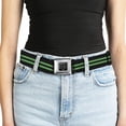 thumbnail image 5 of Buckle-Down Belt, Seatbelt Buckle Belt, Stripe Black Green, 30 to 44 Inches, 5 of 9