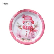 Darzheoy 10PCS Christmas Disposable Plates, Holiday Party Supplies for Dinner and Events, Festive Paper Plates for Family Gatherings, Decorative Tableware for Celebrations