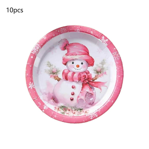 Darzheoy 10PCS Christmas Disposable Plates, Holiday Party Supplies for Dinner and Events, Festive Paper Plates for Family Gatherings, Decorative Tableware for Celebrations