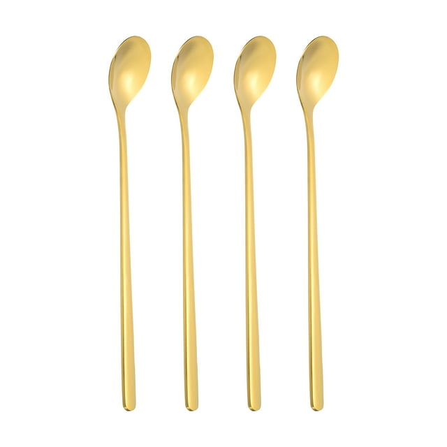 Uxcell Long Handle Ice Tea Spoon, 4 Pcs 7 Inch Long Coffee Spoons, Silver Tone