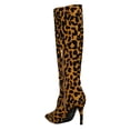 thumbnail image 3 of Women Leopard Pointy Toe Stiletto Knee High Boots 18409, 3 of 8